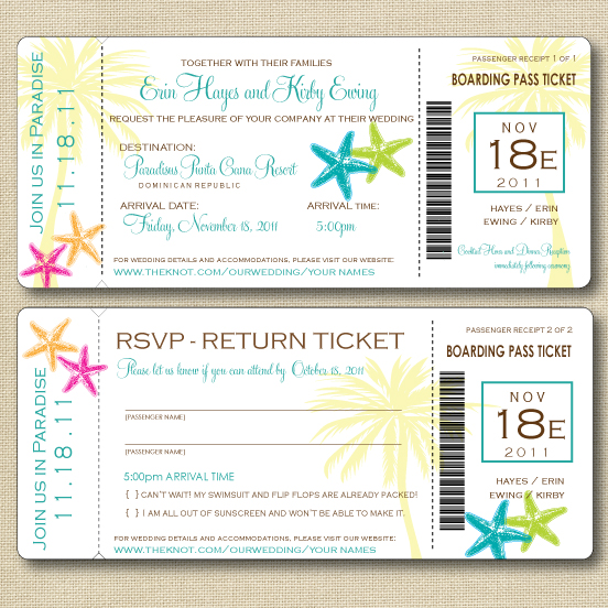 Invitation and Rsvp Return Ticket
