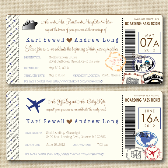 Cruise & Airplane themed tickets