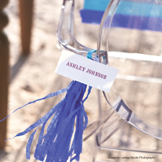 Place Card attached to chair